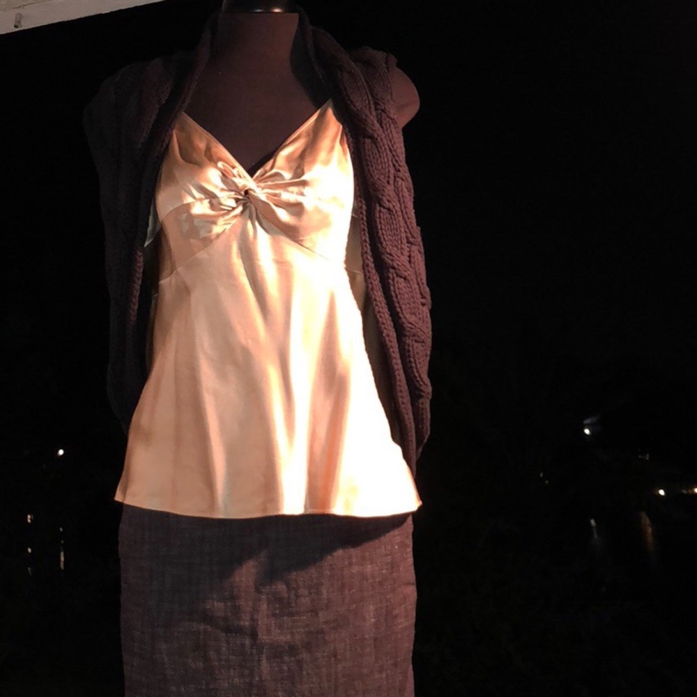 Silk zip-up Gold Blouse
